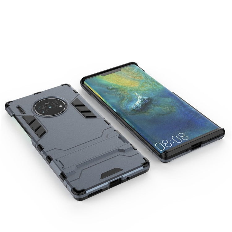 2-in-1 Plastic + TPU Combo Shell with Kickstand for Huawei Mate 30 Pro - Dark Blue