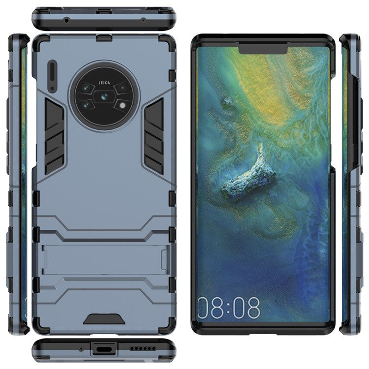 2-in-1 Plastic + TPU Combo Shell with Kickstand for Huawei Mate 30 Pro - Dark Blue