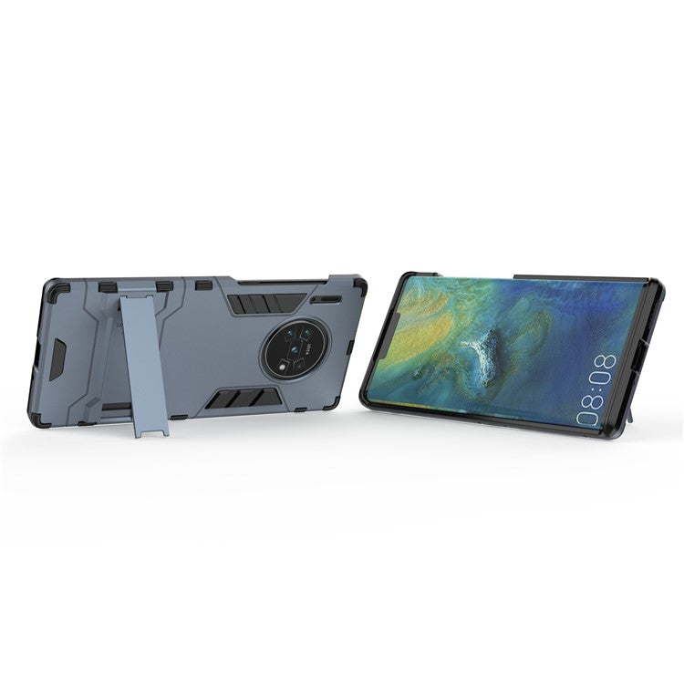 2-in-1 Plastic + TPU Combo Shell with Kickstand for Huawei Mate 30 Pro - Dark Blue