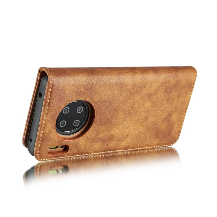 DG.MING Detachable 2-in-1 Split Leather Wallet Shell + PC Back Case for Huawei Mate 30 Pro - Brown