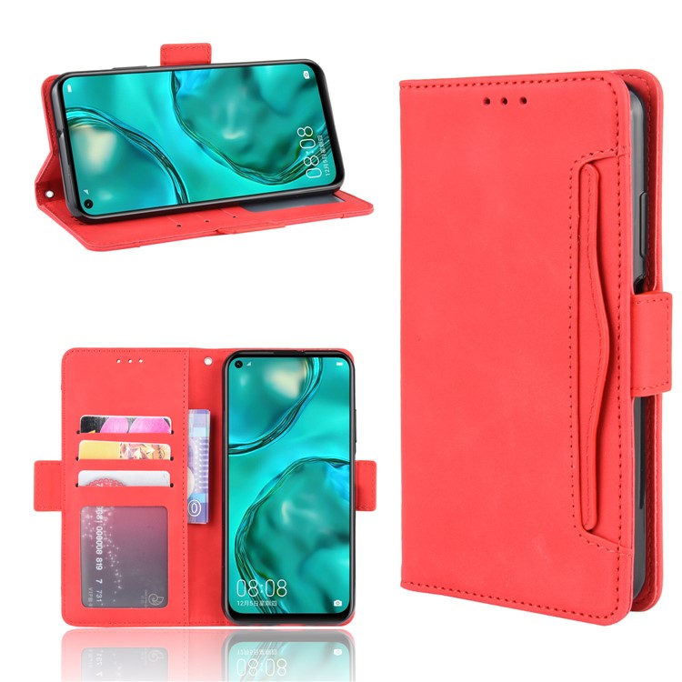 Wallet Leather Stand Case for Huawei P40 lite/nova 7i/nova 6 SE - Red