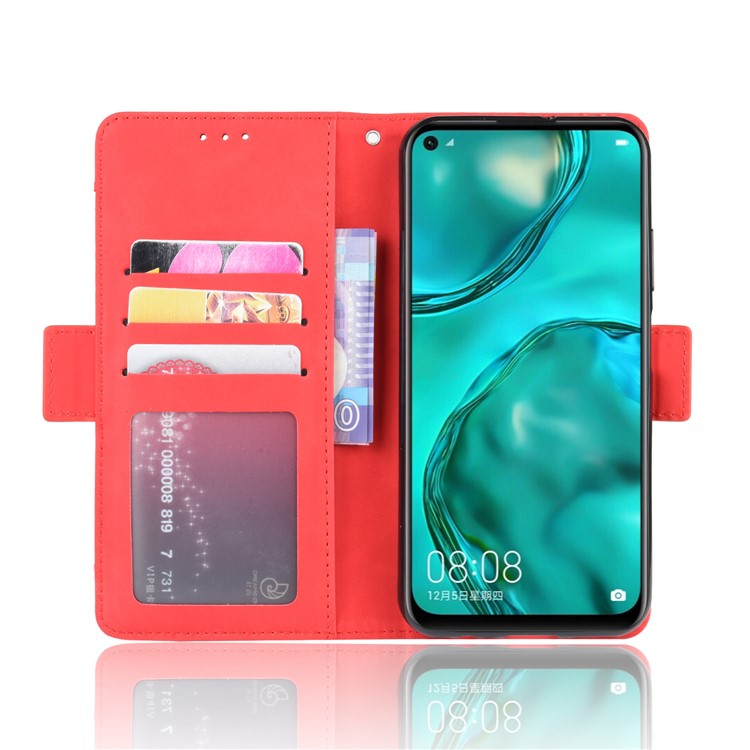 Wallet Leather Stand Case for Huawei P40 lite/nova 7i/nova 6 SE - Red