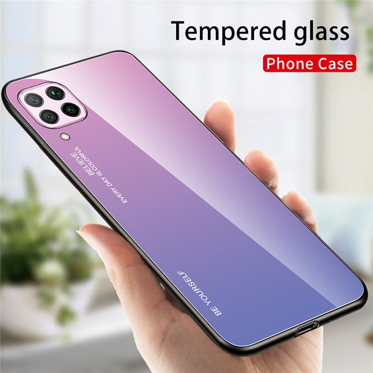 Gradient Color Tempered Glass + PC + TPU Combo Case Shell for Huawei P40 lite/nova 7i/nova 6 SE - Pink/Light Purple