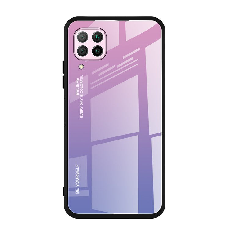 Gradient Color Tempered Glass + PC + TPU Combo Case Shell for Huawei P40 lite/nova 7i/nova 6 SE - Pink/Light Purple