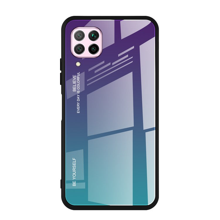 Gradient Color Tempered Glass + PC + TPU Combo Case Shell for Huawei P40 lite/nova 7i/nova 6 SE - Purple/Blue