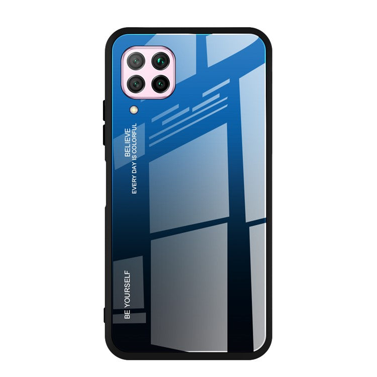 Gradient Color Tempered Glass + PC + TPU Combo Case Shell for Huawei P40 lite/nova 7i/nova 6 SE - Blue/Black