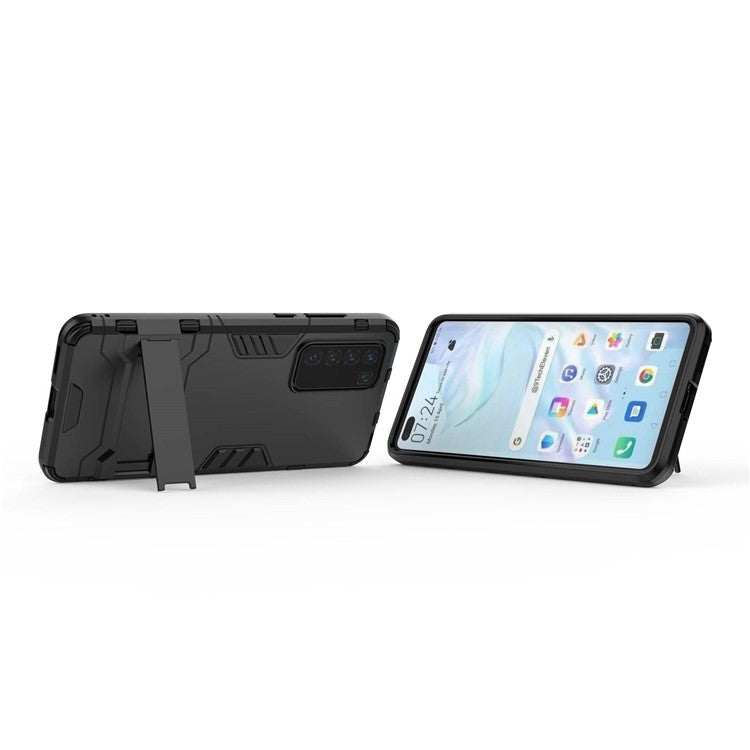 2-in-1 Plastic + TPU Phone Shell with Kickstand Cover for Huawei P40 - Black