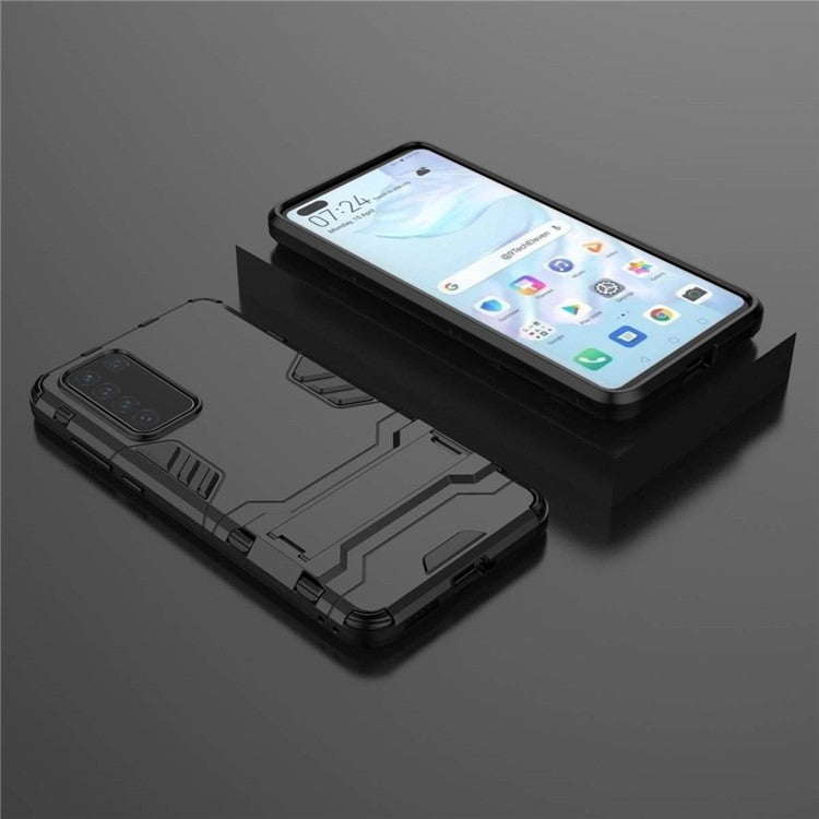 2-in-1 Plastic + TPU Phone Shell with Kickstand Cover for Huawei P40 - Black