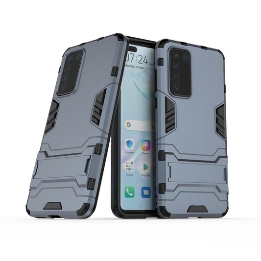 2-in-1 Plastic + TPU Phone Shell with Kickstand Cover for Huawei P40 - Dark Blue