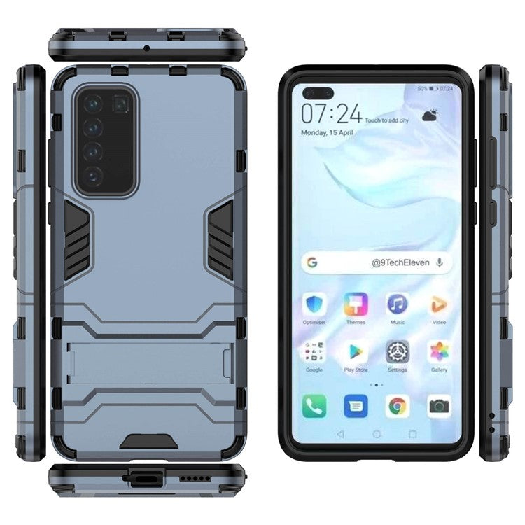2-in-1 Plastic + TPU Phone Shell with Kickstand Cover for Huawei P40 - Dark Blue