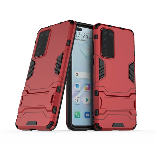 2-in-1 Plastic + TPU Phone Shell with Kickstand Cover for Huawei P40 - Red