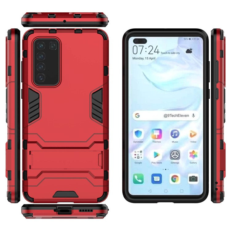 2-in-1 Plastic + TPU Phone Shell with Kickstand Cover for Huawei P40 - Red