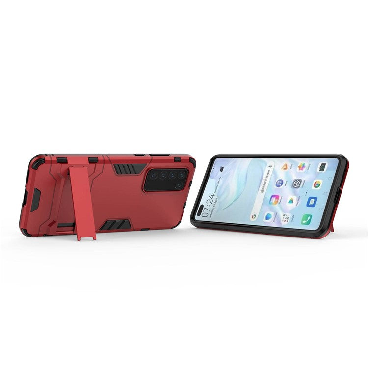 2-in-1 Plastic + TPU Phone Shell with Kickstand Cover for Huawei P40 - Red