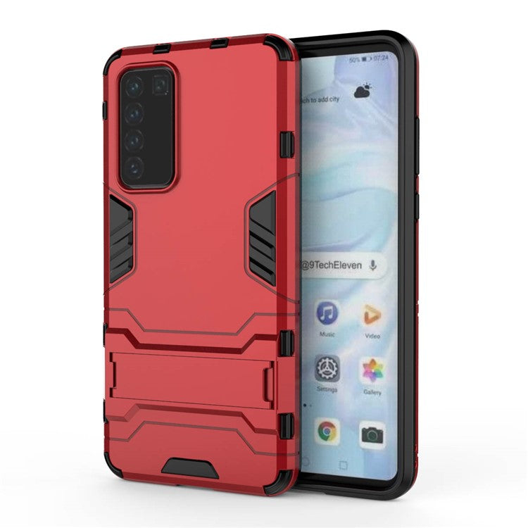 2-in-1 Plastic + TPU Phone Shell with Kickstand Cover for Huawei P40 - Red