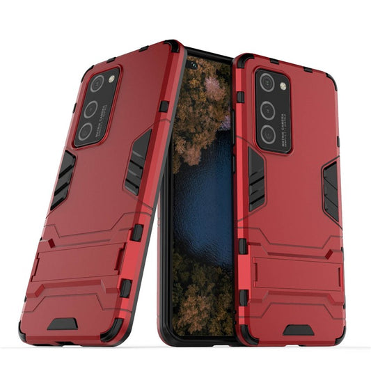 2-in-1 Plastic + TPU Kickstand Phone Shell Cover for Huawei P40 Pro - Red