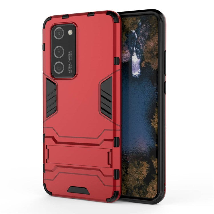 2-in-1 Plastic + TPU Kickstand Phone Shell Cover for Huawei P40 Pro - Red