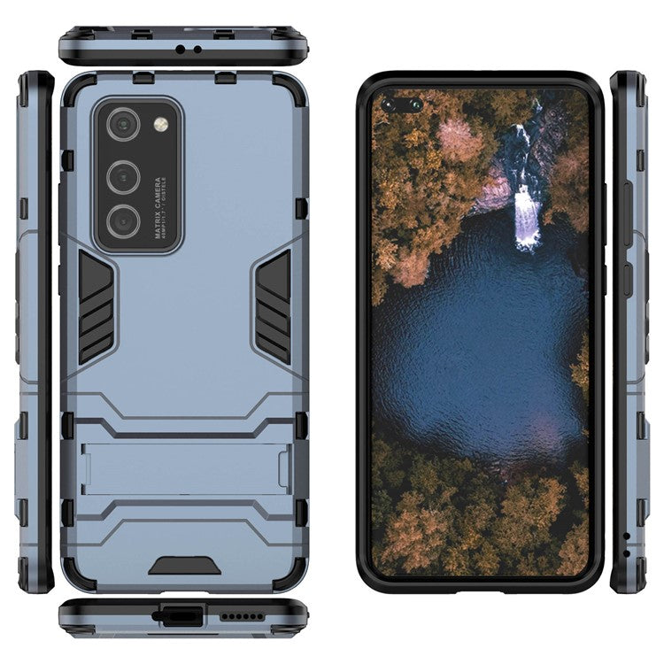 2-in-1 Plastic + TPU Kickstand Phone Shell Cover for Huawei P40 Pro - Dark Blue
