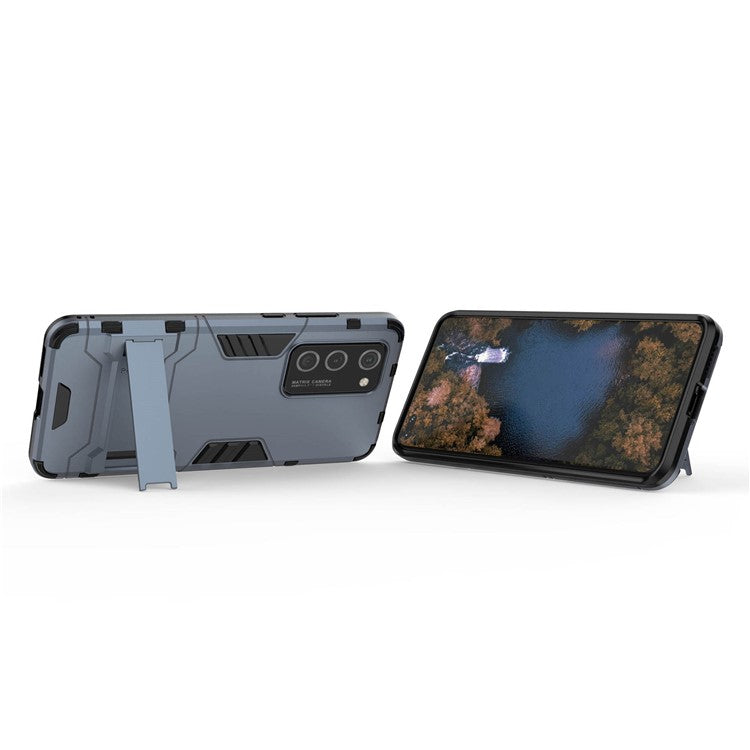 2-in-1 Plastic + TPU Kickstand Phone Shell Cover for Huawei P40 Pro - Dark Blue