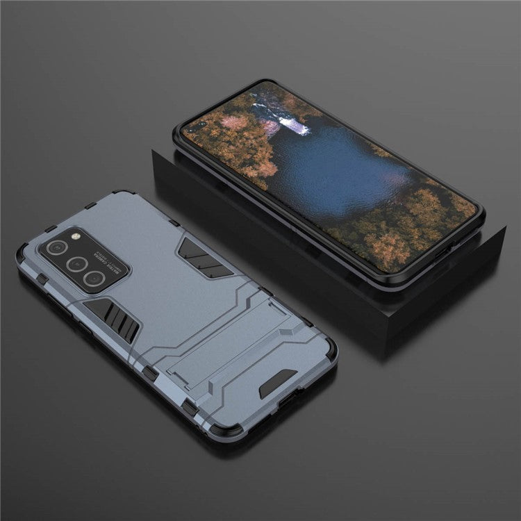 2-in-1 Plastic + TPU Kickstand Phone Shell Cover for Huawei P40 Pro - Dark Blue