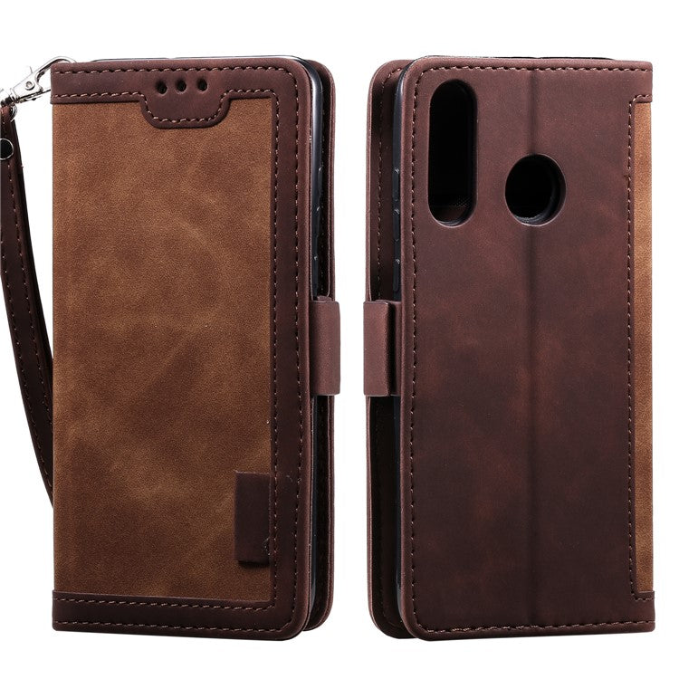 Vintage Splicing Design Wallet Stand Leather Phone Case Shell for Huawei Y7 (2019) - Brown