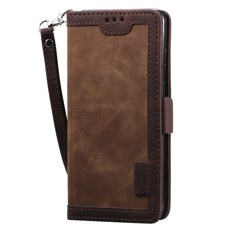 Vintage Splicing Design Wallet Stand Leather Phone Case Shell for Huawei Y7 (2019) - Brown