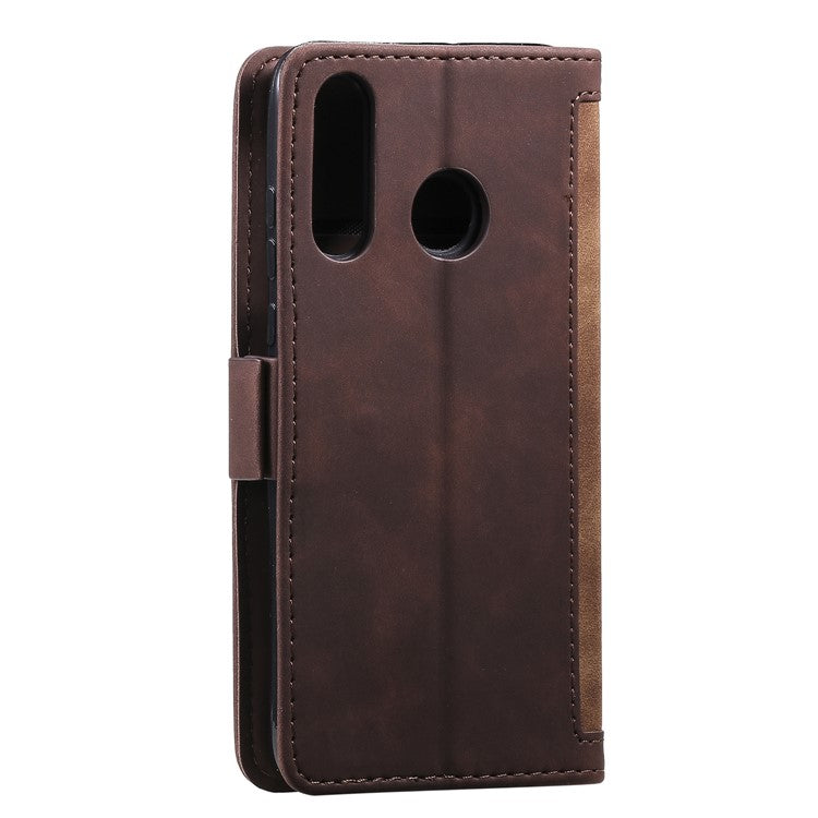 Vintage Splicing Design Wallet Stand Leather Phone Case Shell for Huawei Y7 (2019) - Brown
