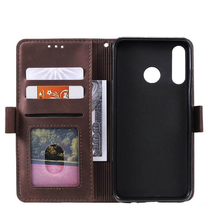 Vintage Splicing Design Wallet Stand Leather Phone Case Shell for Huawei Y7 (2019) - Brown