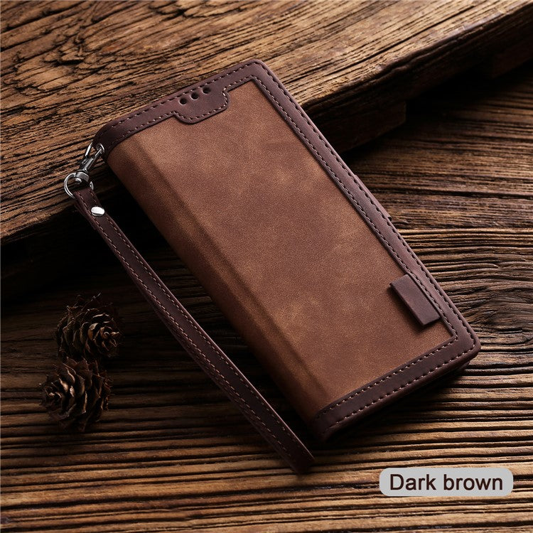 Vintage Splicing Design Wallet Stand Leather Phone Case Shell for Huawei Y7 (2019) - Brown