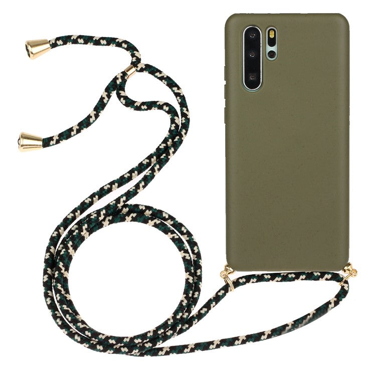 Wheat Straw TPU Phone Case with Hand Strap Huawei P30 Pro - Green