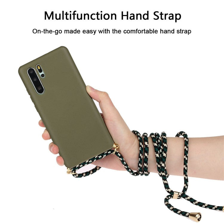 Wheat Straw TPU Phone Case with Hand Strap Huawei P30 Pro - Green