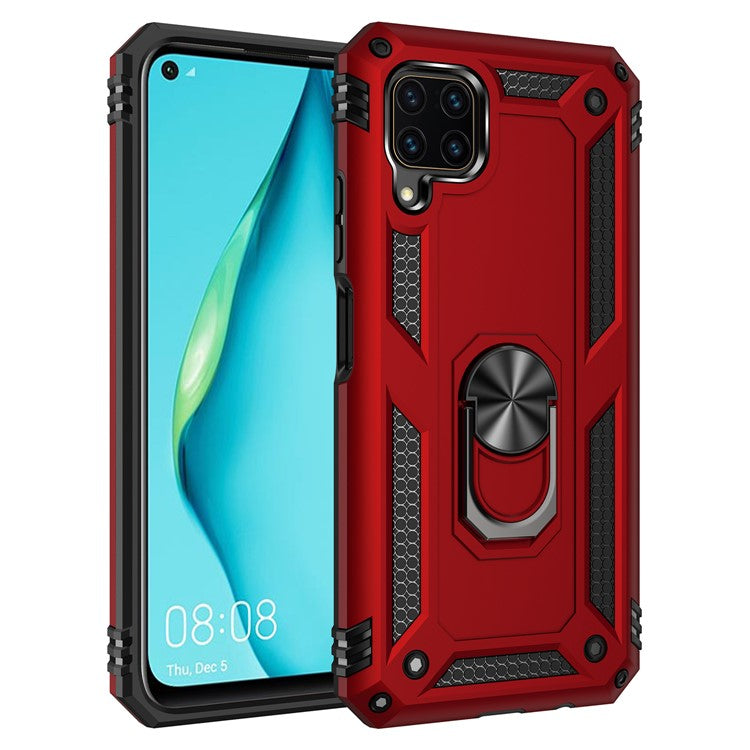 With Ring Kickstand Armor Case PC TPU Combo Cover for Huawei P40 lite/nova 6 SE/Nova 7i - Red