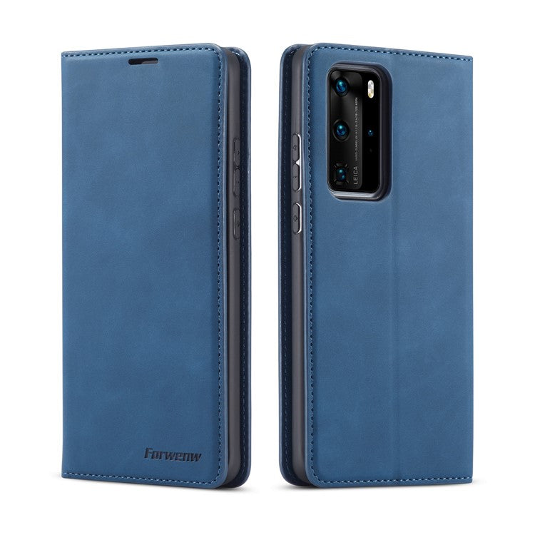 FORWENW Fantasy Series Silky Touch Leather Wallet Case for Huawei P40 Pro - Blue