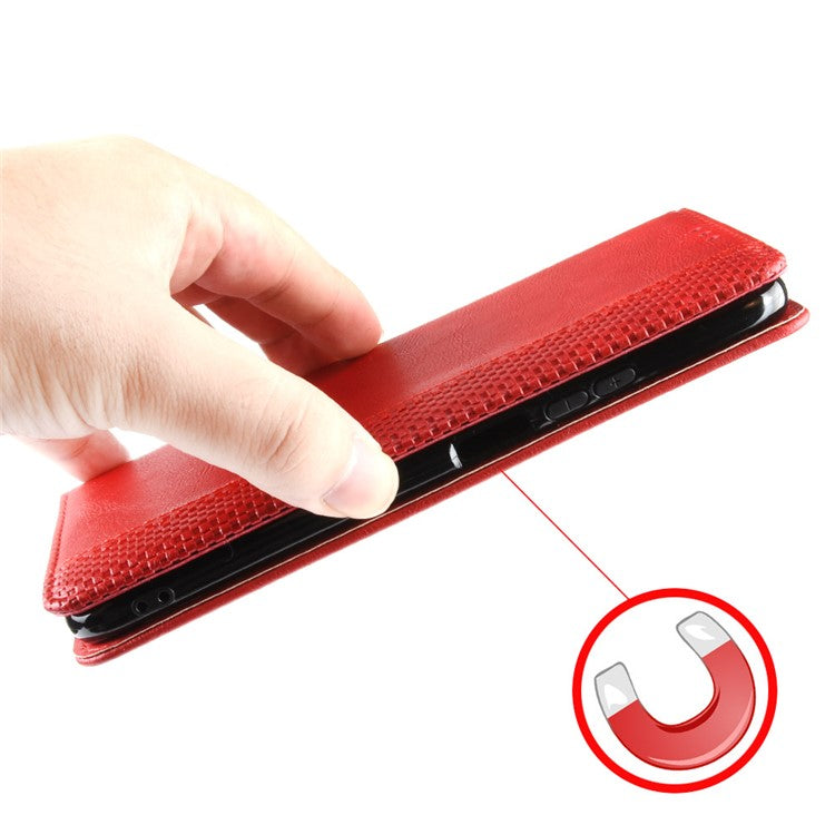 Auto-absorbed Retro Leather Flip Protective Cover for Huawei nova 7 SE/P40 lite 5G - Red