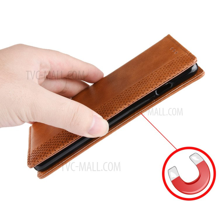 Auto-absorbed Retro Leather Flip Protective Cover for Huawei nova 7 SE/P40 lite 5G - Brown