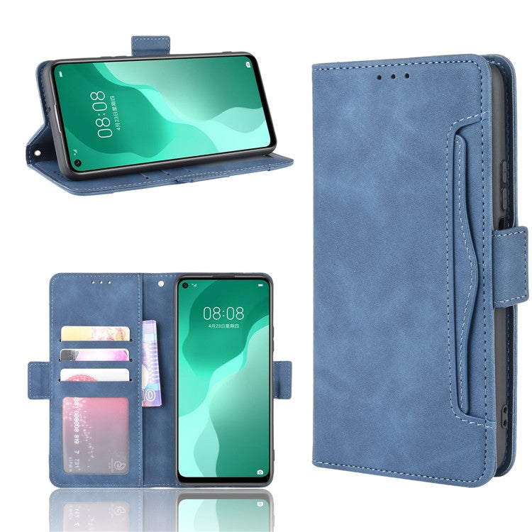 PU Leather with Multiple Card Slots Mobile Phone Shell for Huawei nova 7 SE/P40 Lite 5G - Blue