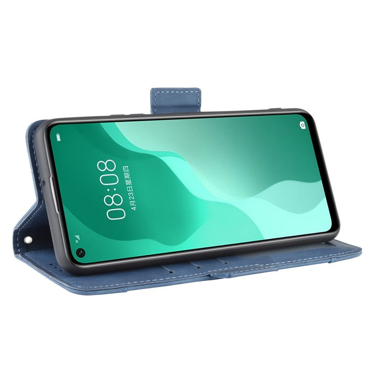 PU Leather with Multiple Card Slots Mobile Phone Shell for Huawei nova 7 SE/P40 Lite 5G - Blue