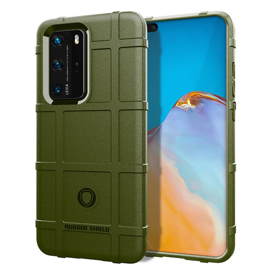 Anti-shock Square Grid Texture Thicken TPU Shell for Huawei P40 Pro - Army Green