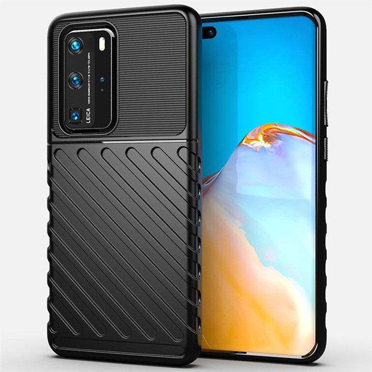 Thunder Series Twill Skin Soft TPU Case for Huawei P40 Pro - Black
