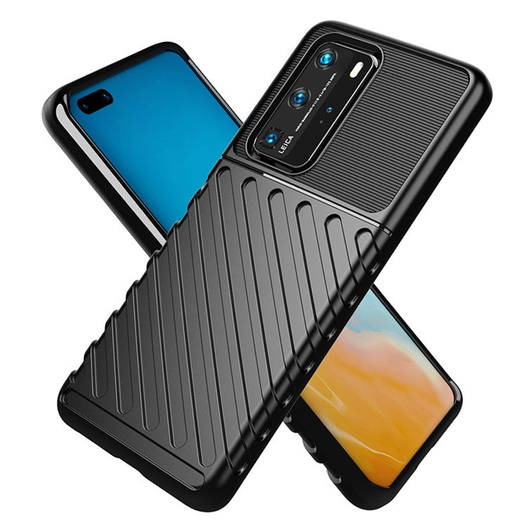Thunder Series Twill Skin Soft TPU Case for Huawei P40 Pro - Black