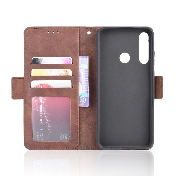 Multiple Card Slots Stand Leather Cell Phone Cover for Huawei Y6p - Brown