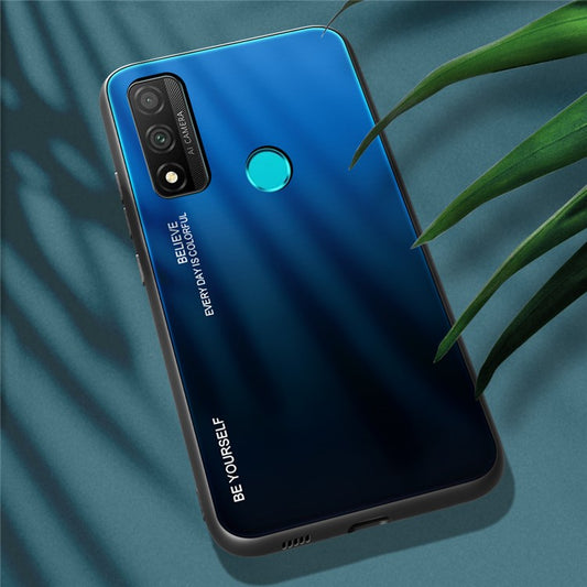 Gradient Color Tempered Glass + PC + TPU Combo Case for Huawei P Smart 2020 - Blue/Black