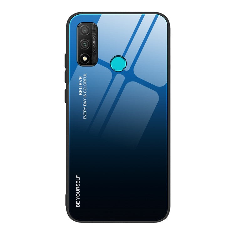 Gradient Color Tempered Glass + PC + TPU Combo Case for Huawei P Smart 2020 - Blue/Black