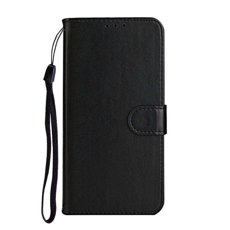 Wallet Leather Stand Phone Case with Strap for Huawei P40 lite 4G / Nova 7i / Nova 6 SE - Black
