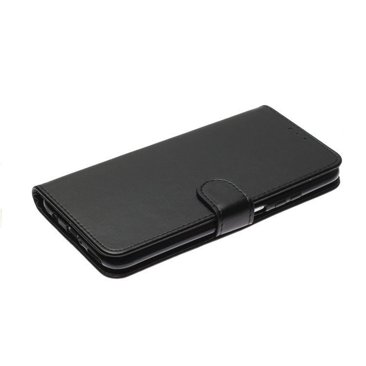 Wallet Leather Stand Phone Case with Strap for Huawei P40 lite 4G / Nova 7i / Nova 6 SE - Black