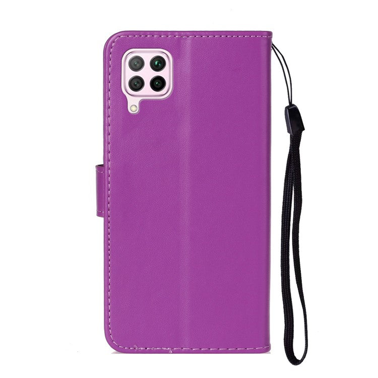 Wallet Leather Stand Phone Case with Strap for Huawei P40 lite 4G / Nova 7i / Nova 6 SE - Purple