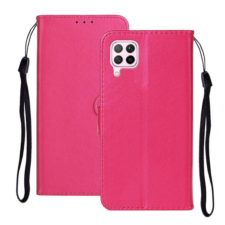 Wallet Leather Stand Phone Case with Strap for Huawei P40 lite 4G / Nova 7i / Nova 6 SE - Rose