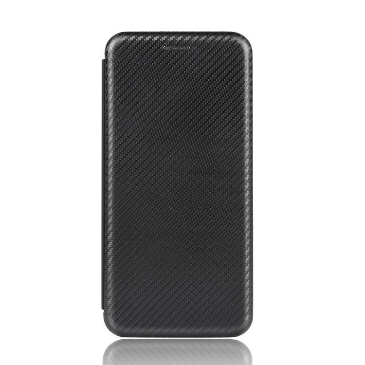 Auto-absorbed Carbon Fiber Leather Stand Mobile Phone Case for Huawei Y5p - Black