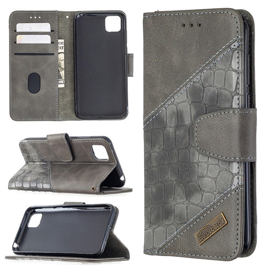 Assorted Color Crocodile Texture Leather Cell Phone Cover for Huawei Y5p/Honor 9S - Grey