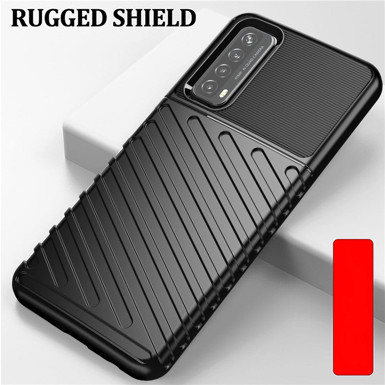 Thunder Series Twill Grain TPU Cover for Huawei P smart 2021/Y7a Case - Black