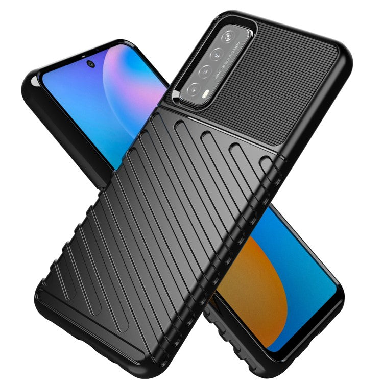 Thunder Series Twill Grain TPU Cover for Huawei P smart 2021/Y7a Case - Black